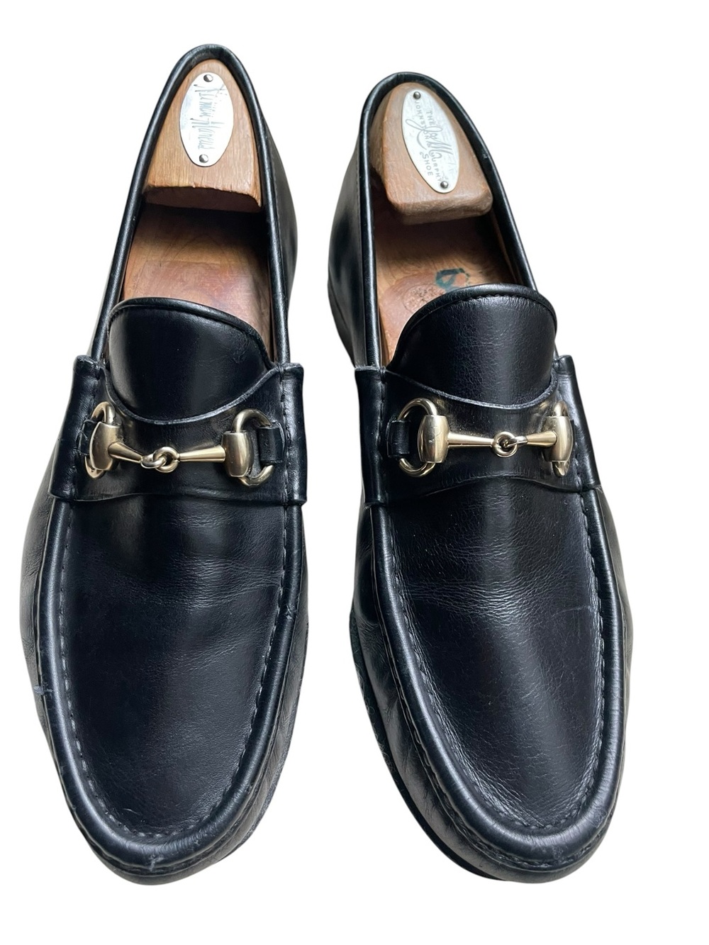GUCCI Horsebit Vintage TOM FORD ERA Black Loafers Leather Gold Men's  8 Classic - Picture 2 of 16